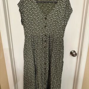 Madewell Green Pleated Sundress Sleeveless Midi